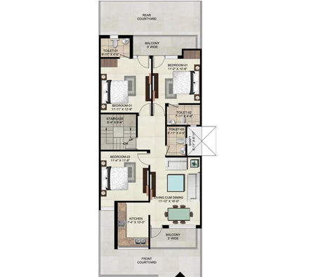 3 BHK 148 sq. mt.